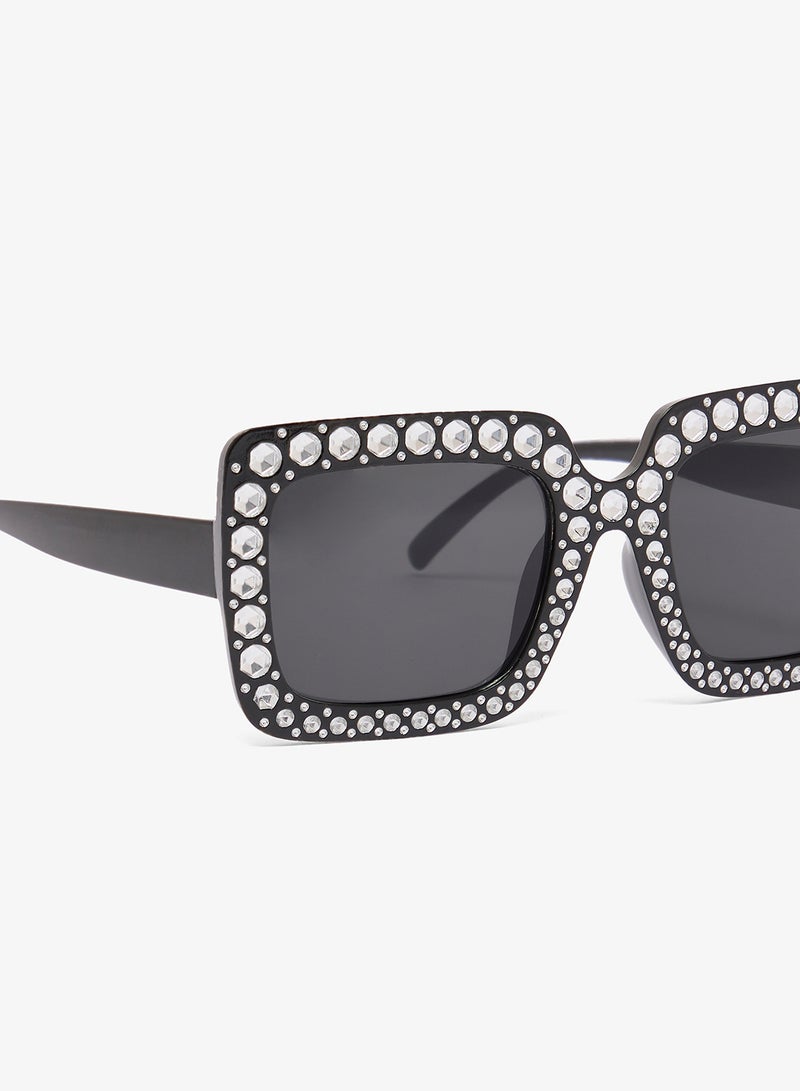 Ginger Rhinestone Embellished Polarized Square Sunglasses - Image 3